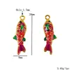 Carpa Acero Inoxidable Colgante de Joyería DIY Chapado en Oro de 18K Conservación del Color Moda Esmalte Gota de Aceite Pez Tridimensional Colgante