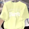 Camiseta Casual Feminina de Algodão Puro 180g com Gola Redonda e Manga Curta Estampada Algodão Europeu e Americano Sudeste Asiático
