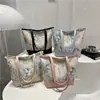 Bolsa de Tecido Chiffon Estilo Fada Fresca e Suave com Tulipas para Mulheres, Bolsa de Ombro Único Tipo Colete, Bolsa de Mão de Grande Capacidade