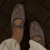 Bailarinas de Malla con Pedrería Estilo Coreano para Mujer 2026 Nuevas Sandalias con Lazo Zapatos Mary Jane de Suela Suave y Punta Cuadrada