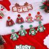 Pendientes acrílicos de Papá Noel con diseño de dibujos animados creativos y contraste de color para suéter.