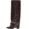 Botas altas de punta fina con tacón grueso de comercio exterior europeo y americano para mujer, nuevas botas de equitación de pierna recta con estampado de cocodrilo para otoño e invierno, botas de moda de tacón alto