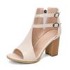 2026 Nuevas Sandalias Romanas Retro de Punta Abierta Botines Tacones Gruesos Altos Tallas 31-50 Zapatos de Exportación