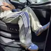 Pantalones Casuales de Secado Rápido Dopamina de Verano para Hombre Modernos de Tres Barras en Color de Contraste Sueltos Rectos Deportivos Americanos Pantalones Paracaidistas