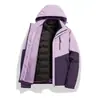 Cortavientos con Forro de Plumas Desmontable y Forro Polar Tres en Uno con Capucha Versátil Bloque de Color para Hombres y Mujeres al Aire Libre Compra Grupal Mayoreo