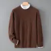 Comercio Exterior Al por Mayor Lana 100% Australiana para Hombre Cuello Redondo Engrosado Tejido de Punto Trenzado Otoño/Invierno Transfronterizo Casual Prenda Base Prendas de Punto Suéter