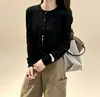 Nuevo Cárdigan de Punto de Lana con Cuello Redondo para Mujer 2026, Suéter Versátil de Manga Larga de Color Sólido, Estilo Sencillo para el Trabajo