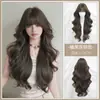 Nuevo producto transfronterizo japonés y coreano: peluca de cabello largo y rizado para mujer con rizos hacia afuera y coronilla alta, fibra sintética, cabello largo y ondulado grande, venta al por mayor del fabricante