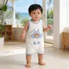 Mameluco de Chaleco para Bebé Estilo Verano Infantil de Algodón Puro sin Mangas Body para Recién Nacido Transpirable Delgado Traje para Gatear en Casa
