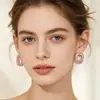 Pendientes Rectangulares de Cristal de Color Macarrón de Venta Caliente Transfronterizos con Bordes de Oro Rosa e Incrustaciones Completas de Diamante, Fuente de Suministro de Pendientes Grandes Exagerados