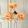 3 rosas artificiales de borde rizado para decoración de bodas, arreglo de escena, escaparate de centro comercial, paisajismo exterior, decoración suave, arreglo floral