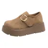 Sapatos Birkenstock de Salto Alto com Solado Grosso 5cm~ para Mulheres Outono/Inverno 2026 Novos Versáteis de Couro Macio Slip-on Retro Casuais Sapatos de Uma Sola