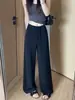 Pantalones deportivos anchos negros con cordón para mujer, nuevo modelo otoño 2026, de cintura alta, holgados, de pierna recta, casuales, pantalones de chándal adelgazantes
