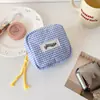 Bolsa de Almacenamiento Cuadros Estilo Coreano Ins de Alta Apariencia, Bolsa Menstrual Portátil para Estudiantes, Bolsa Linda Pequeña para Artículos, Bolsa para Auriculares