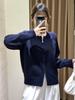 Mesmo Estilo da Loja das Celebridades! Estilo Retro Coreano! Cardigan de Tricô com Zíper Duplo, Aparência Solta e Emagrecedora, Jaqueta de Outono para Mulheres