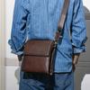 Bolso de Hombro para Hombre de Cuero Genuino Personalizado de Fábrica, Bolso de Hombre Sencillo y Moderno, Bolso Cruzado Retro de Cuero Crazy Horse, Bolso para Hombre
