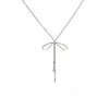Collar de Hada con Lazo Desplegable Estilo Coreano y Japonés Cadena de Suéter de Gama Alta Nicho Cadena Versátil para Sudadera Cadena de Suéter para Mujer