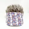 Gorra de peluca impresa de moda transfronteriza para hombre, gorra de béisbol de una sola pieza divertida de hip-hop europeo y americano para exteriores con peluca simulada y visera solar
