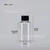 En stock 50ml 60ml 100ml 200ml botella de plástico de hombro plano con tapa de rosca PET botellas dispensadoras de líquido botellas selladas para muestras