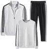 Conjunto Esportivo Casual de Algodão Imitado com Três Listras para Primavera e Outono Masculino Simples Casual Tamanho Grande Cardigã Moletom Corrida