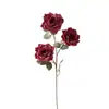 Flores Artificiales Rosa Cappuccino de 3 Cabezas Decoración de Salón de Bodas Escena Arreglo Floral Flores Decorativas Accesorios para Fotografía Venta al por Mayor