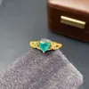 Anel de Esmeralda Natural Transfronteiriço Acessórios Femininos Nicho High-End Joias de Prata 925 6*6 Moda Venda Direta da Fábrica