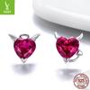 Nuevos aretes de plata esterlina s925 de ángel y diablo con forma de corazón para mujer, hechos a mano, temperamento DIY, personalidad de Corea del Sur, aretes modernos