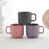 460ml Cerâmica Cor Sólida Listra Vertical Embossado Café Leite Água Copo Caneca Empilhável Grande Capacidade Liling