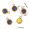 Colgante de Piedra de Nacimiento y Piedra de la Suerte de Acero Inoxidable con Incrustación de Diamante Anillo Plano Soldado Accesorios de Joyería para Collar Pulsera DIY