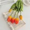 Bestseller Transfronterizo Pe Tacto Mano Tulipán Ramo Artificial Hogar Sala de Estar Mesa de Comedor Adornos de Flores Falsas Arreglos Florales Decorativos