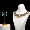 Venda Direta de Fábrica Conjunto de Colar e Brincos Estilo Indiano Transfronteiriço, Franjas de Pérolas Pequenas Estilo Exótico, Design Exagerado de Luxo Europeu e Americano