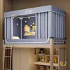 Mosquitero y Cortina para Litera de Dormitorio Estudiantil con Diseño de Tres Puertas Bloqueador de Luz, Soporte para Cortina de Cama de Dormitorio, Mosquitero Extensible a Prueba de Polvo