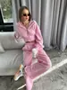 Conjunto Casual Feminino Europeu e Americano da Amazon Cor Sólida Manga Longa Zíper Capuz Moletom Calça Esportiva Cadarço Conjunto de Duas Peças para Mulheres