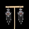 Brincos Versáteis Femininos Estilo Étnico Estilo Antigo Joias de Prata S925 com Tassel Azul Queimado do Portão Celestial do Sul