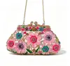 Bolsas de Noche con Incrustaciones de Diamantes Transfronterizas Listas para Enviar, Bolsos de Diamantes de Estuche Duro Metálico Hueco, Vestidos de Banquete de Comercio Exterior