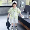 Conjunto de Camisa de Hoja de Loto de Verano para Niños 2026 Nuevo Conjunto Fresco de Dos Piezas de Moda para Niños y Niñas