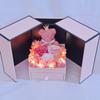 Regalo de San Valentín de Amazon Oso de Musgo Collar Creativo Caja de Regalo Rosa Doble Puerta Rosa Flor Eterna Caja de Regalo