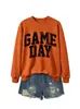 Amazon eBay loja independente moda versátil feminina dia de jogo grande letra recorte moletom esportivo para exportação