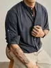 Camisa de Manga Larga para Hombre al por Mayor de Fábrica Estilo Chino Retro Cuello Alto Nueva Colección Primavera y Otoño Color Sólido Holgada Moderna Casual Versátil