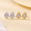 Pendientes de Plata de Ley S925 con Circonita Ovalada Yuebao Jewelry, Estilo Ins Fresco y Moderno, Únicos y Elegantes, Adecuados para Orejas Perforadas, Pendientes para el Día a Día