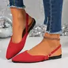 Comercio exterior transfronterizo talla grande 2026 otoño nuevo estilo sandalias planas sin talón de punta cerrada para mujer, sandalias casuales cómodas para mujer