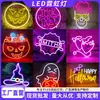 Luces decorativas LED de neón con forma de calabaza y fantasma para Halloween de comercio exterior, letreros LED brillantes populares, hechos a medida