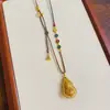 Novo Estilo Chinês Corrente de Suéter Tecida com Corda Colorida Gourd Ruyi Rotativo Esmalte Dourado Areia Vento Maré Nacional Feminino Paz e Alegria Estilo Nacional