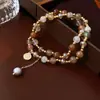 Pulseira com Pingente de Bola de Vidro Transparente Doce Coreana Design de Pulseira de Luxo Leve de Alta Qualidade Joia de Mão de Nicho