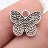 19X16Mm 1.7g Cor Prata Antiga Popular Europeu e Americano Liga de Zinco Acessório Pingente Borboleta Pontilhada
