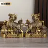 Adorno de Kirin de la Fortuna Afortunada, Artesanía de Latón, Decoración del Hogar Completamente de Cobre, Regalo para Recepción o Exhibición de Inauguración de Tienda