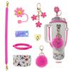 Accesorios de Decoración para Taza Stanley Ice Bully del Día de San Valentín Cuerda de Tirar de Silicona con Forma de Flor Tapa de Taza Placa de Nombre Portavasos de Silicona Traje