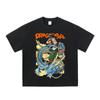 Camiseta de Manga Corta de Algodón Puro Lavado Pesado Vintage con Estampado de Anime Japonés Vintage para Hombre