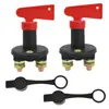 Interruptor de desconexión de batería de coche M10 con llave y juego de accesorios de cubierta protectora, interruptor aislador de batería de doble poste de cobre de 2 orificios