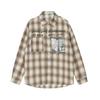 OREETA 2025 Primavera Nova Personagem Estampa de Letras Manga Longa Camisa Xadrez Marca de Moda Camisa com Gola Jaqueta